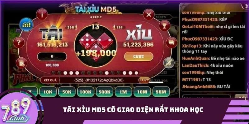 Tài Xỉu MD5 có giao diện rất khoa học